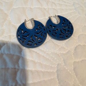 Patricia Nash Blue Floral Cutout Earrings